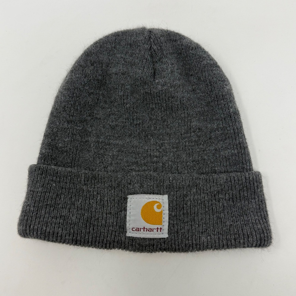 Carhartt Toddler Kids Grey Acrylic Knit Cuffed Beanie Watch Hat CB8905 H130
